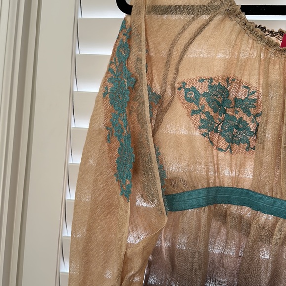 Vanity Rosa linen and lace Saint Barth mini dress tunic top. One size.  EUC - Picture 4 of 8